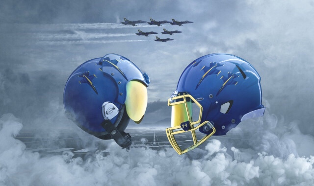 The Navy football team will wear Under Armour Blue Angels uniforms for the 2017 Army-Navy Game. 